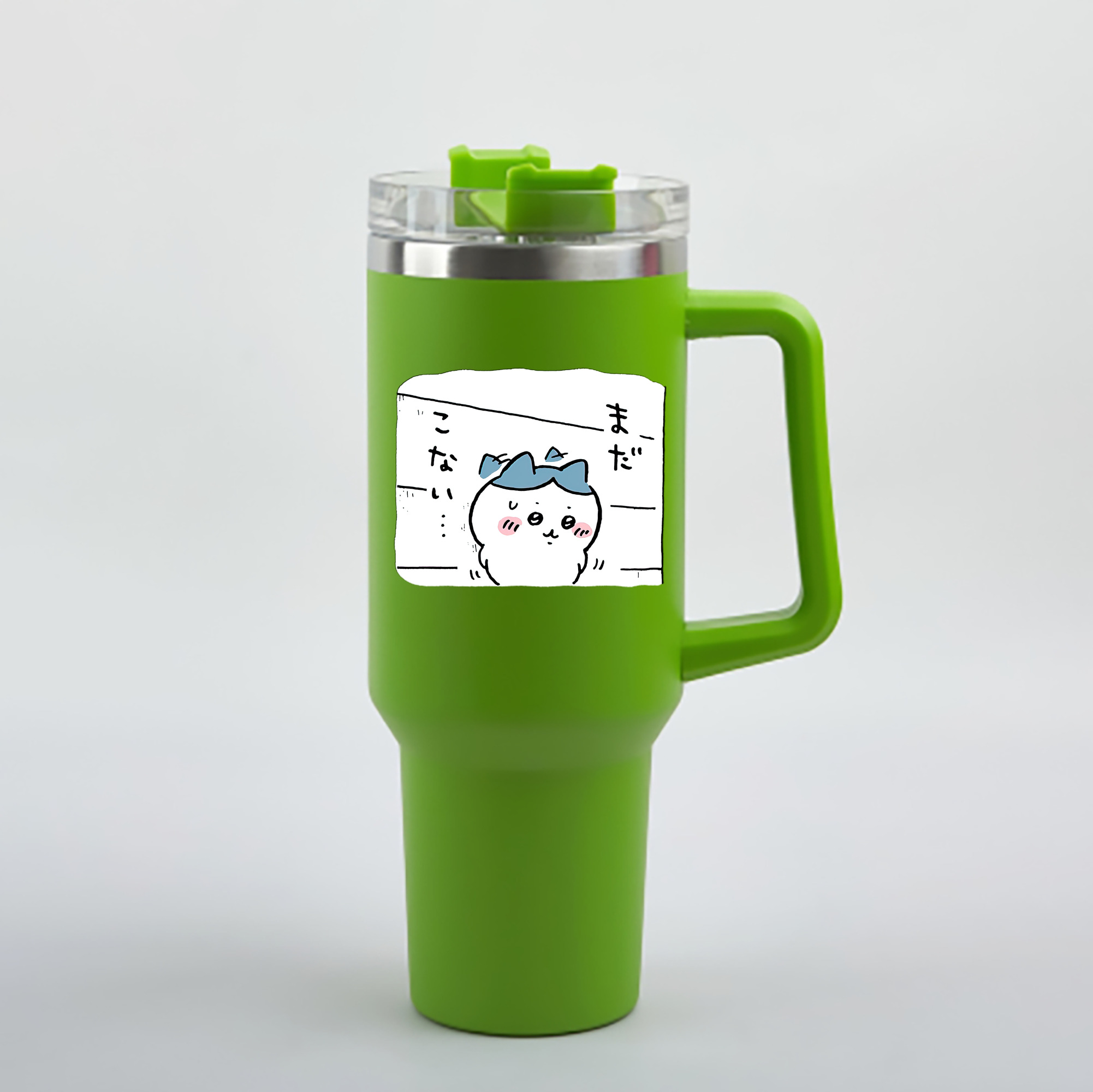 （画像用） ちいかわ ハチワレ Chii-kawa hachiware 1200mL車用タンブラー - クリスタルステッカー（プラスチックストロー付き）